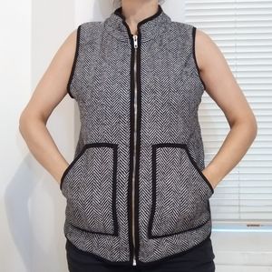 Merokeety Women's Herringbone  vest Black and white